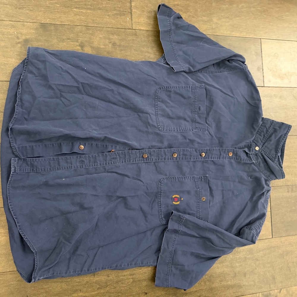 Vintage Bugle Boy Button Up Shirt Navy Long Sleeve Casual Shirt Size S